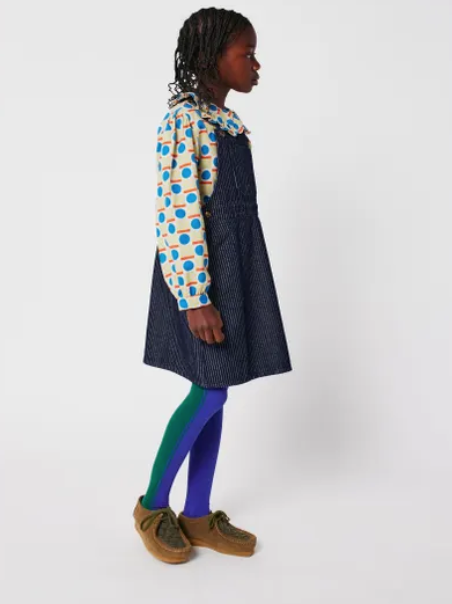 bobo choses kids - tic tac toe denim dress, navy blue - Lubus & moi