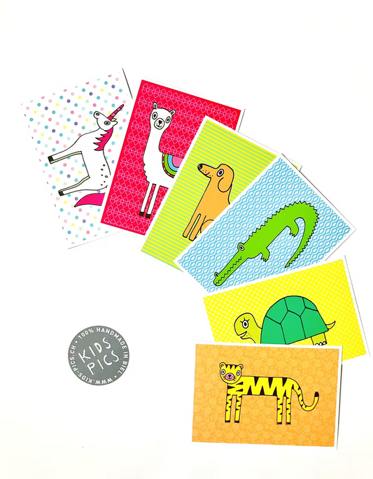 kids pics - postcard package favorite animals - Lubus & moi