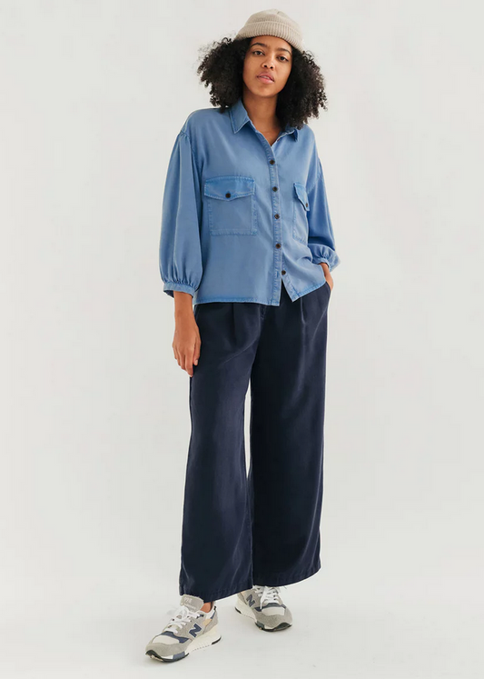 twothirds - hamushin bluse, washed blue - Lubus & moi