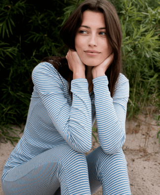 serendipity organics - slim tee stripe, azur/ecru - Lubus & moi