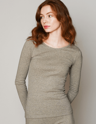 serendipity organics - slim tee , taupe - Lubus & moi