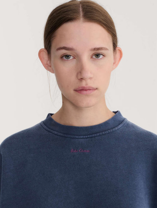 bobo choses adults - embroidery sweatshirt blue - Lubus & moi