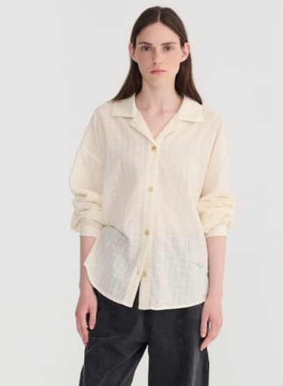 bobo choses adults - square collar blouse, ecru - Lubus & moi