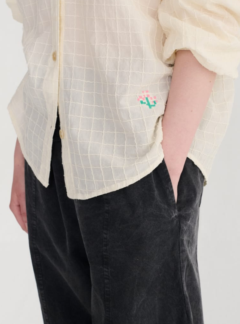 bobo choses adults - square collar blouse, ecru - Lubus & moi