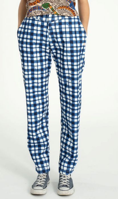 sisters department - trousers blue, ecru squares - Lubus & moi