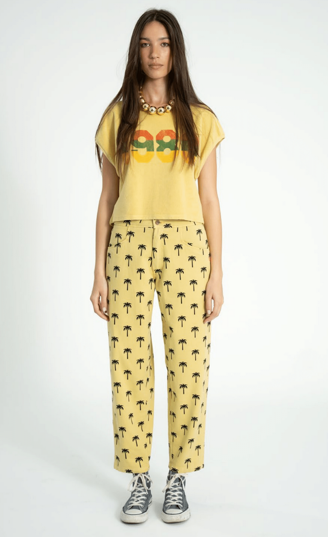 sisters department - trousers yellow, palm trees - Lubus & moi
