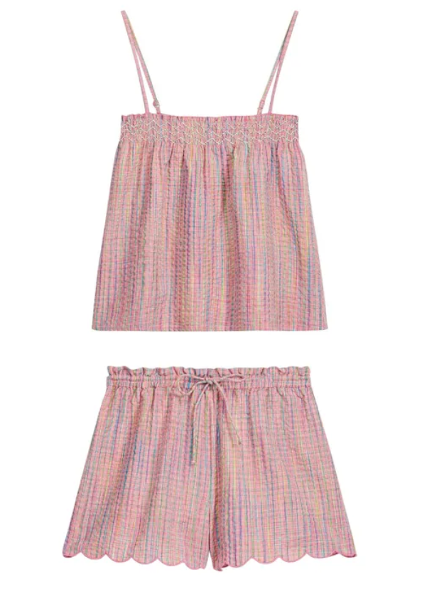 louise misha - pajamas set minala, pink pomelo checks (set)