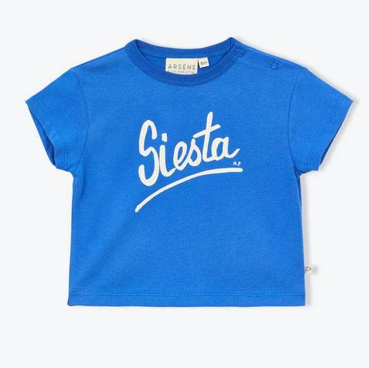 arsène et les pipelettes - shirt bebe siesta, cobalt