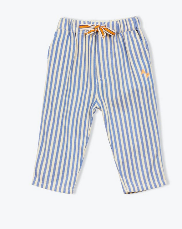 arsène et les pipelettes - pantalon bebe rayures transat, cobalt