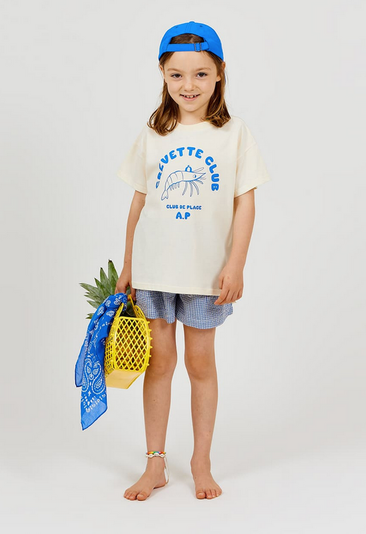 arsène et les pipelettes - shirt crevette club, cobalt