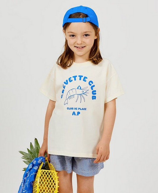 arsène et les pipelettes - shirt crevette club, cobalt