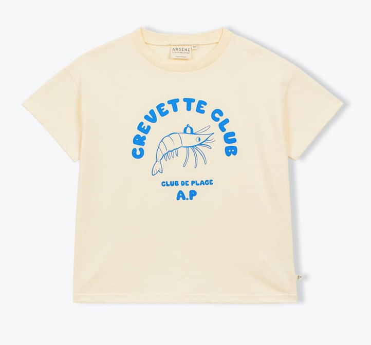 arsène et les pipelettes - shirt crevette club, cobalt