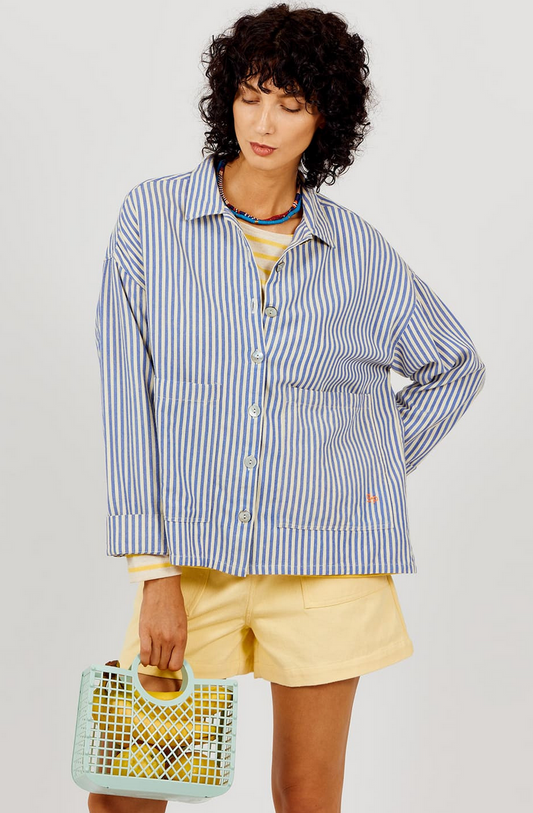 AP woman - chemise femme rayures transat, cobalt