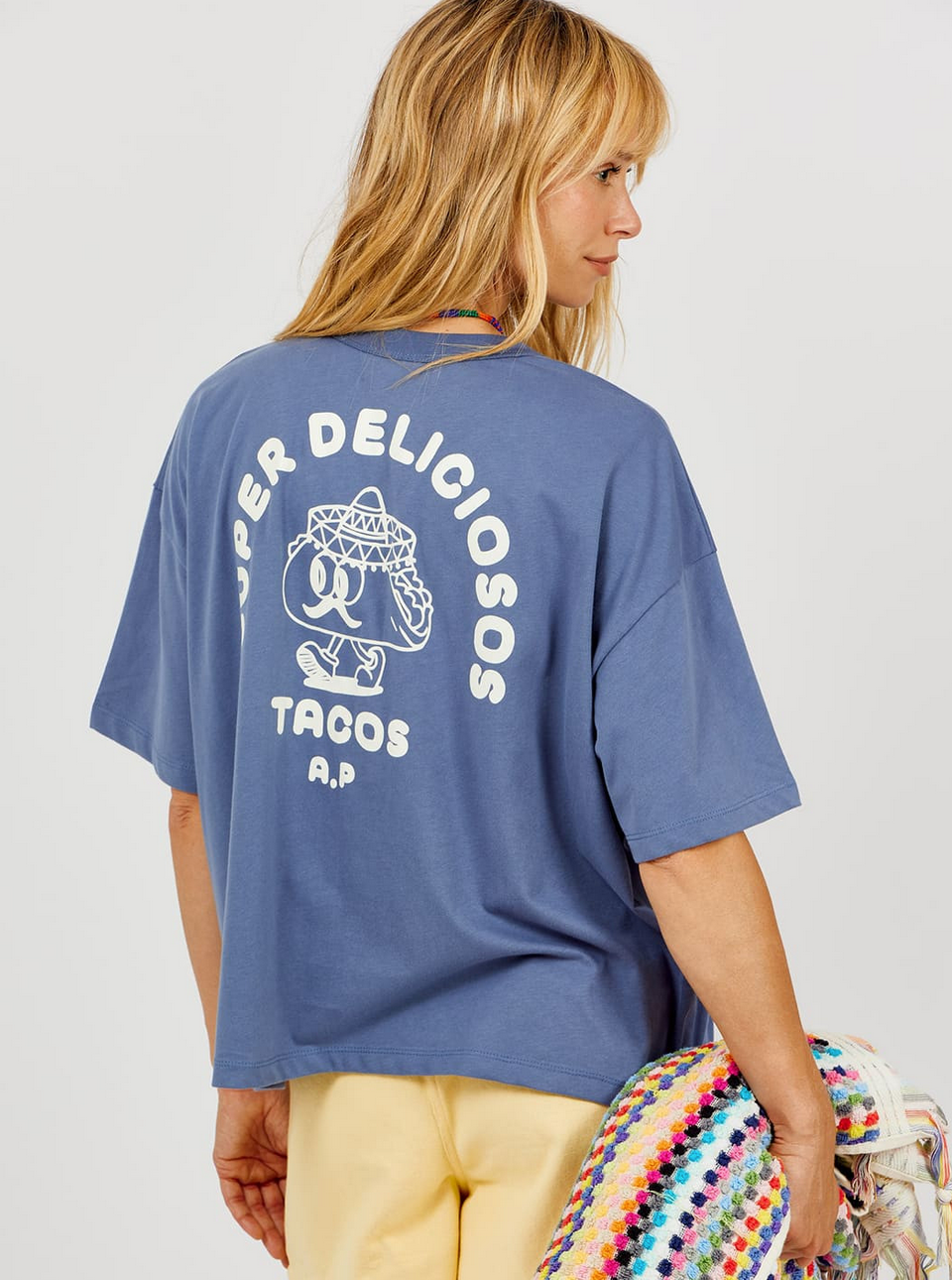 AP woman - shirt femme super tacos, bleu nuit