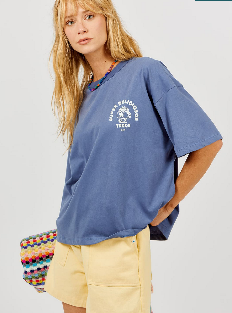 AP woman - shirt femme super tacos, bleu nuit