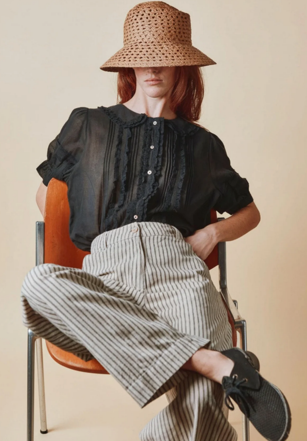 emile & ida femmes - blouse vintage dentelle noir