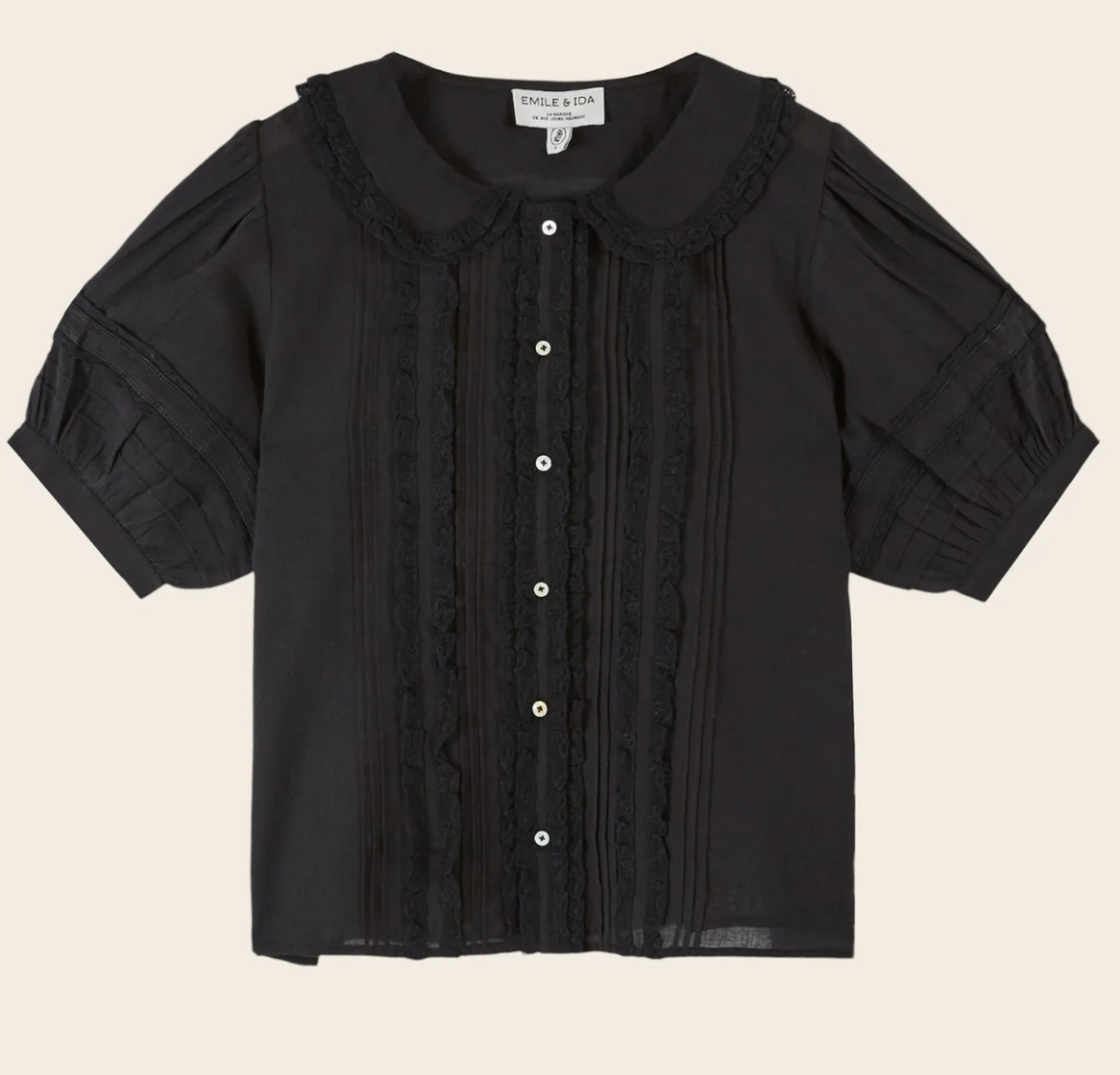 emile & ida femmes - blouse vintage dentelle noir