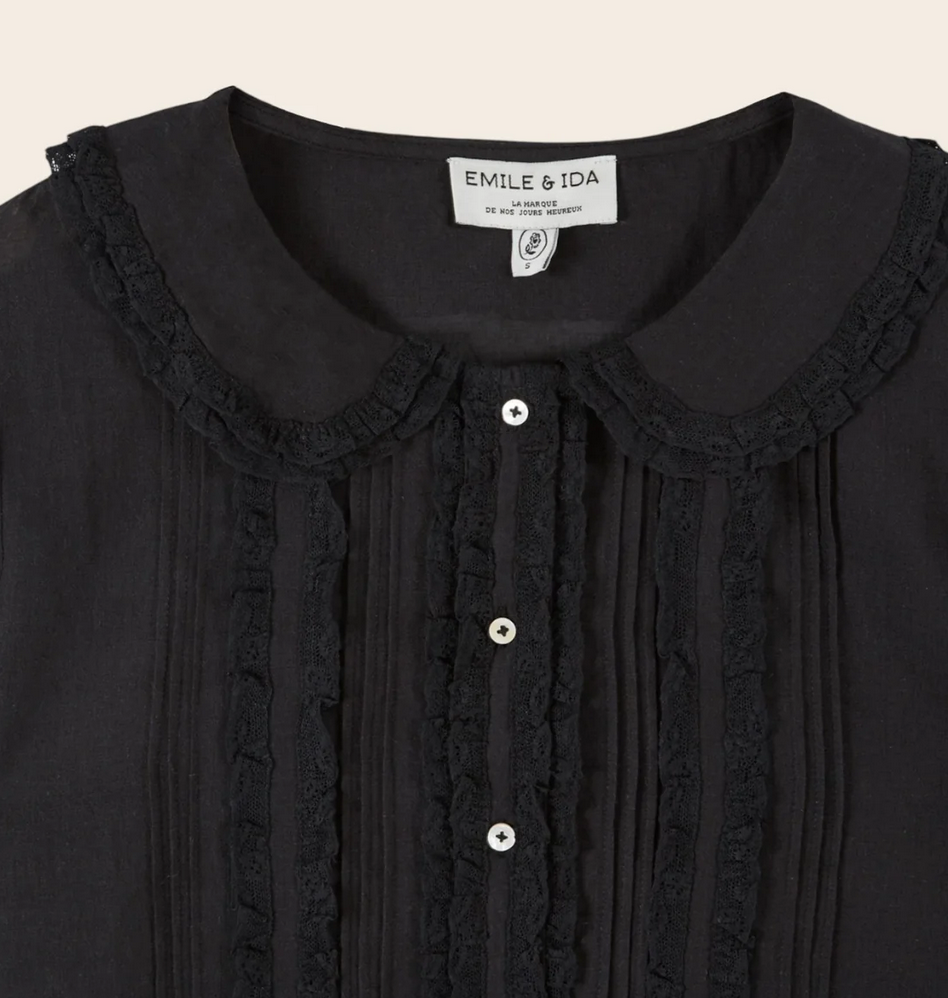 emile & ida femmes - blouse vintage dentelle noir