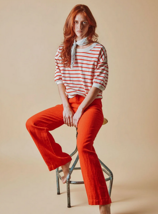 emile & ida femmes - sweat mariniere marin rouge