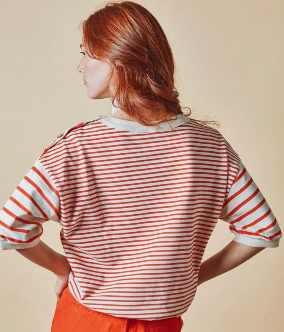 emile & ida femmes - sweat mariniere marin rouge