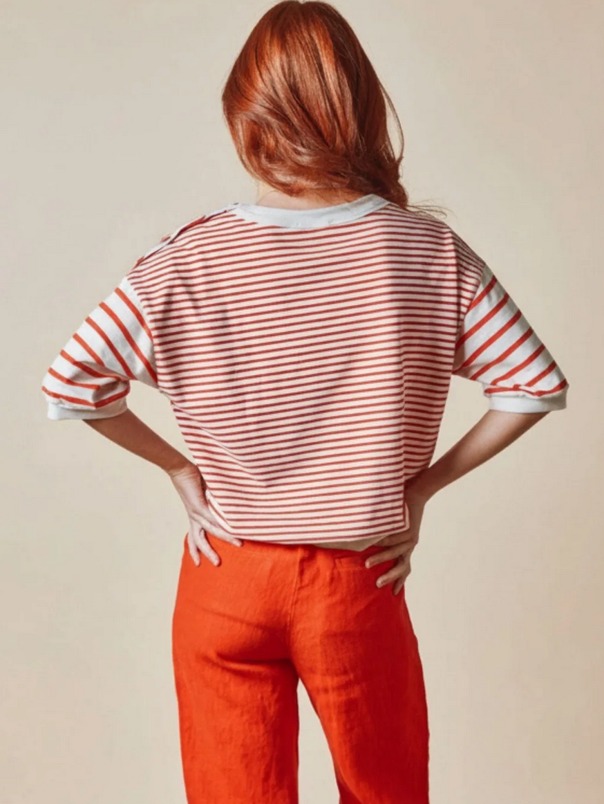 emile & ida femmes - sweat mariniere marin rouge
