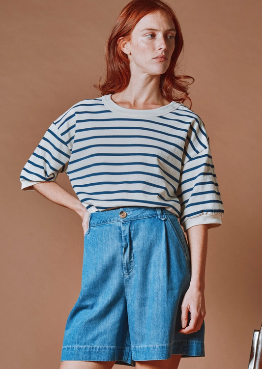 emile & ida femmes - sweat mariniere marin navy