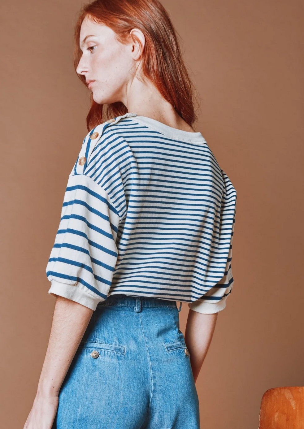 emile & ida femmes - sweat mariniere marin navy