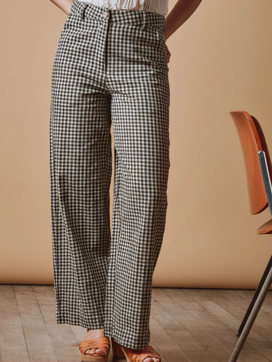 emile & ida femmes - pantalon ample vichy noir