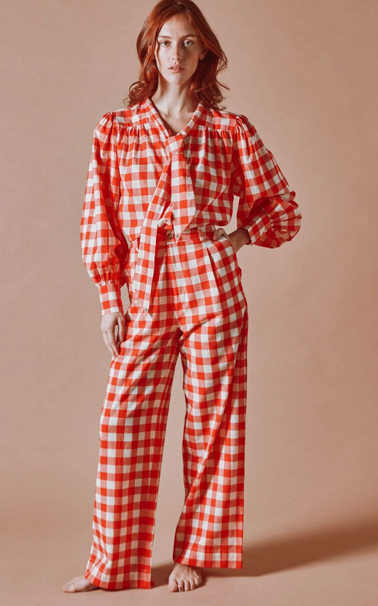emile & ida femmes - pantalon vichy rouge