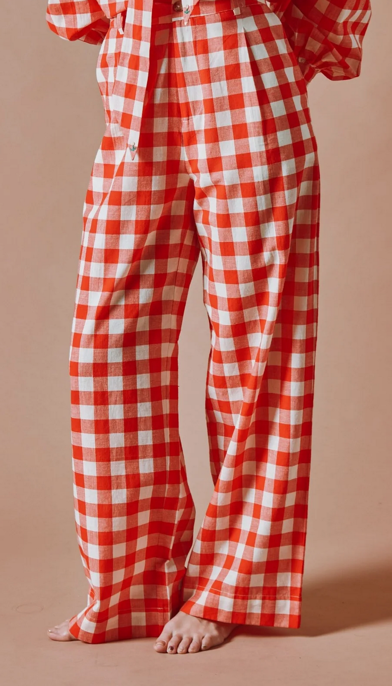 emile & ida femmes - pantalon vichy rouge
