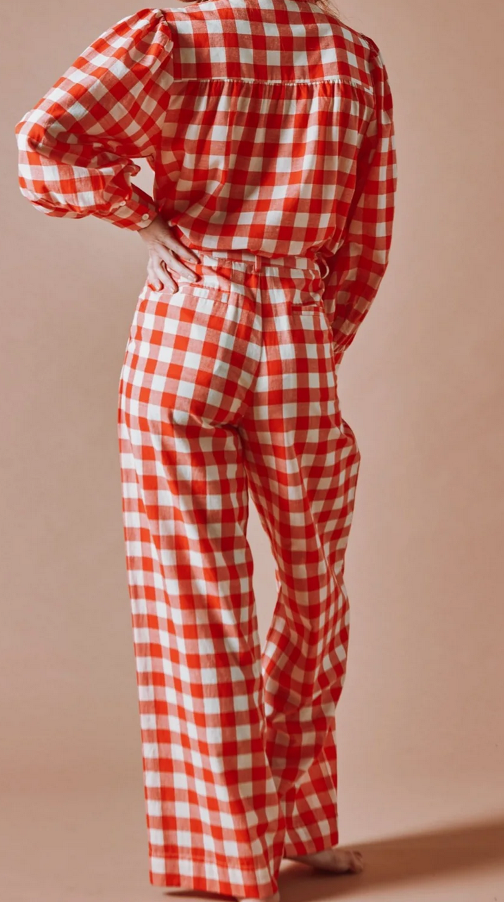 emile & ida femmes - pantalon vichy rouge
