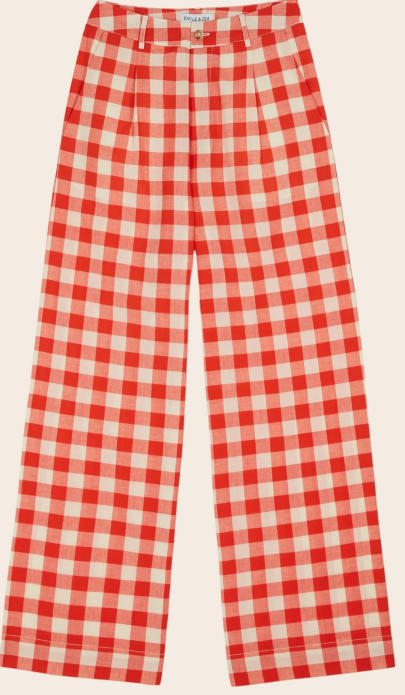 emile & ida femmes - pantalon vichy rouge