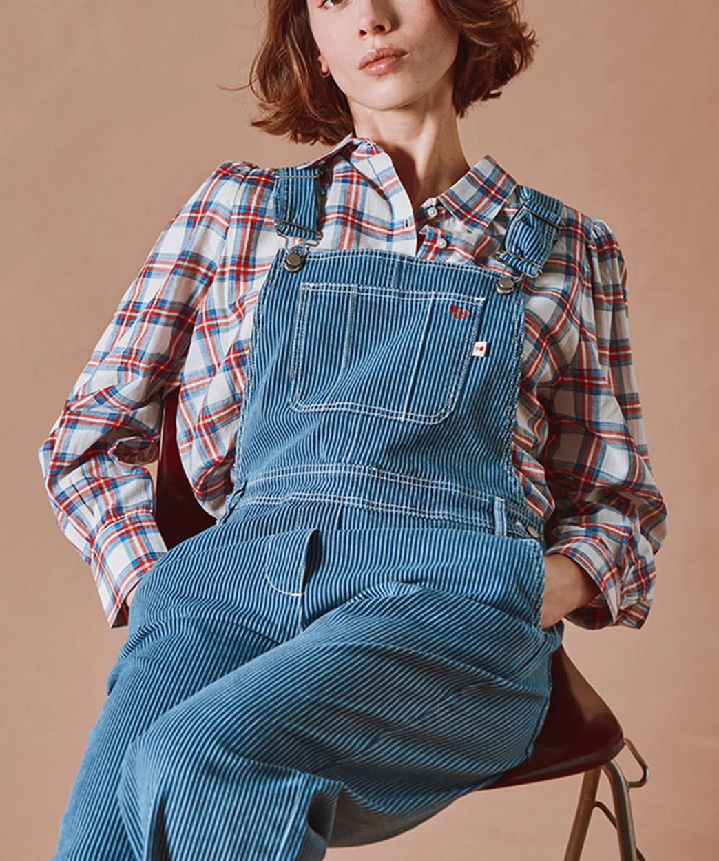 emile & ida femmes - salopette denim raye