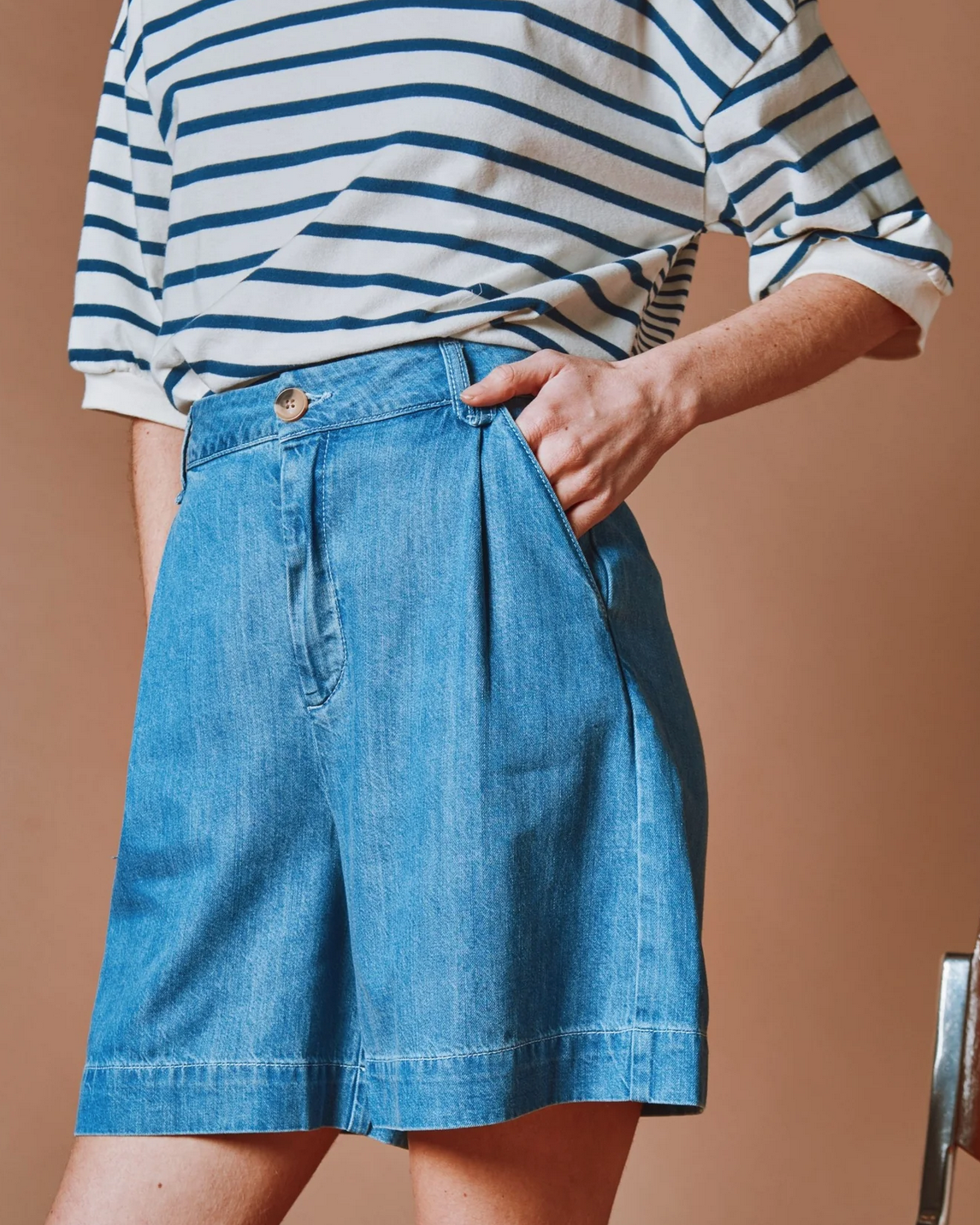 emile & ida femmes - bermuda shorts denim bleached