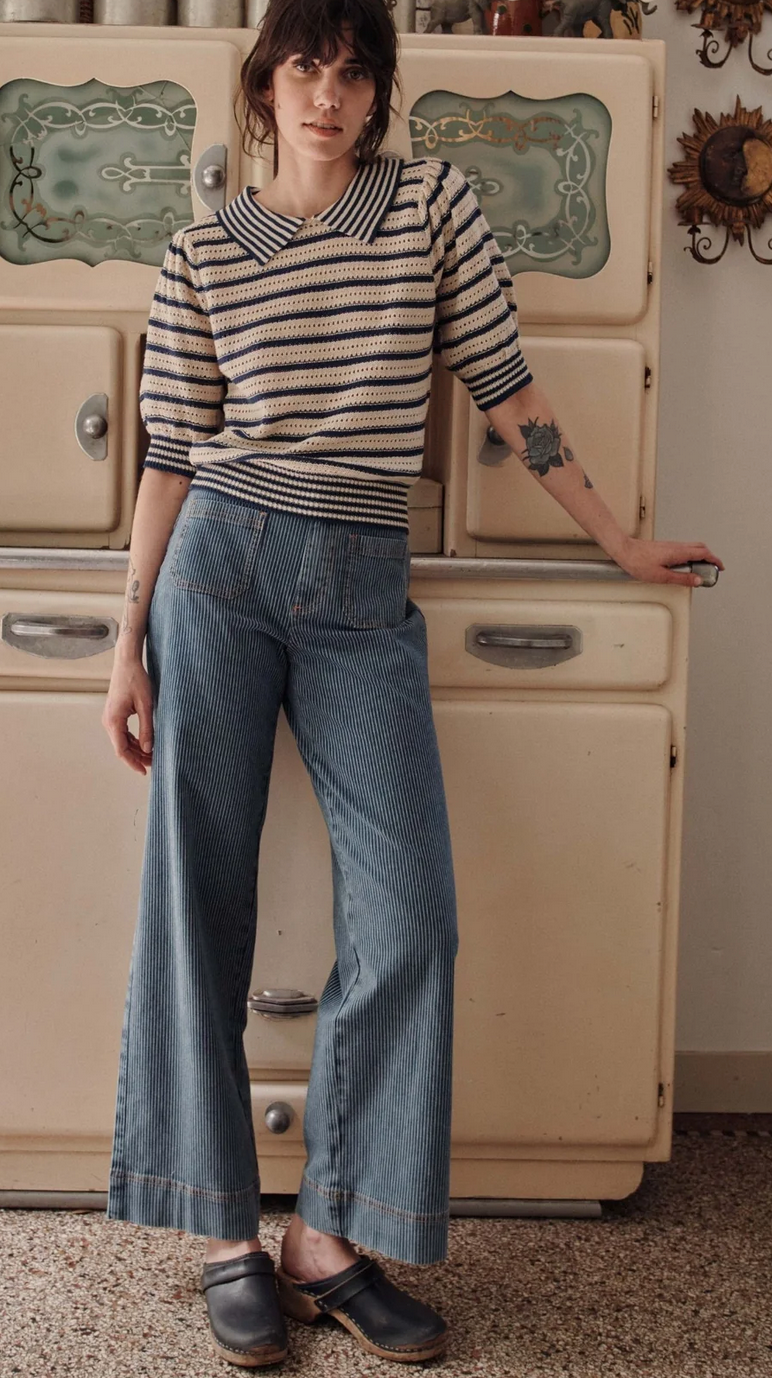 emile & ida femmes - pantalon denim raye