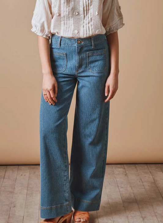 emile & ida femmes - pantalon denim raye