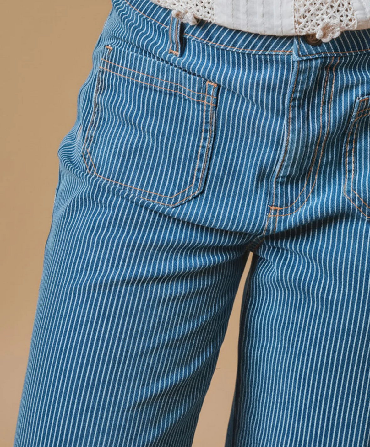 emile & ida femmes - pantalon denim raye
