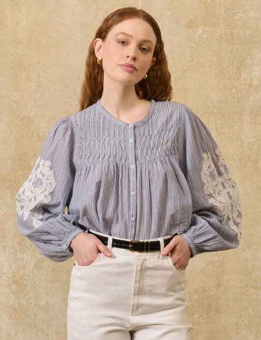 louise misha - blouse shirt jally, blue coast stripes