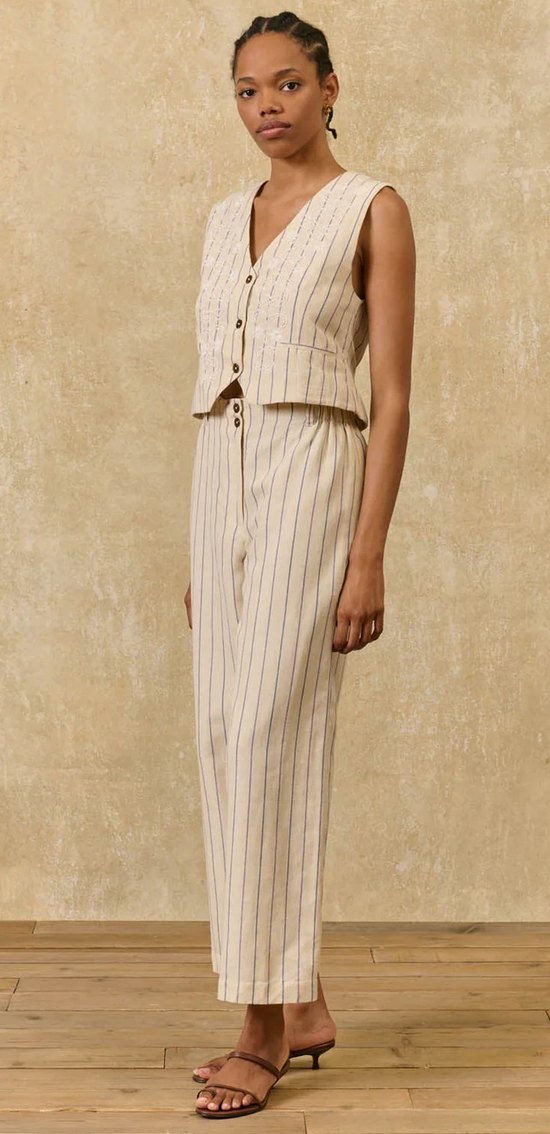 louise misha - waistcoat franckie, navy purple stripes