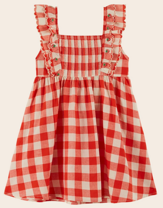 emile & ida enfants - robe carreau vichy rouge