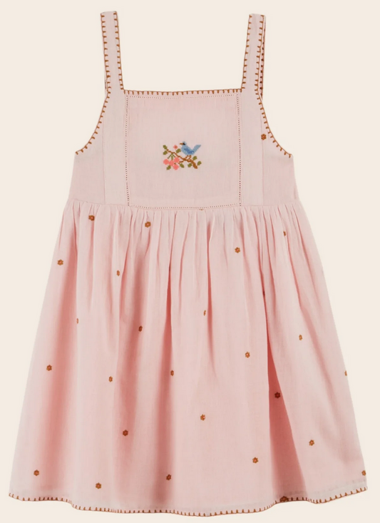 emile & ida enfants - robe brodee fleurs macaron