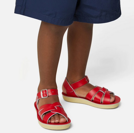 salt water sandals - kids swimmer red