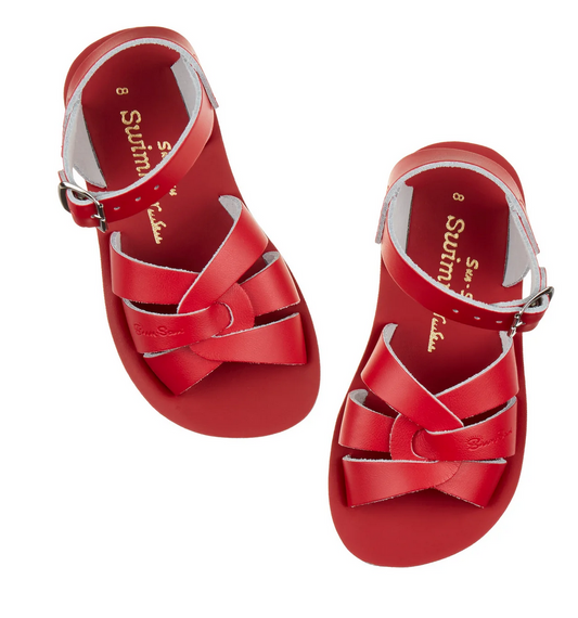 salt water sandals - kids swimmer red