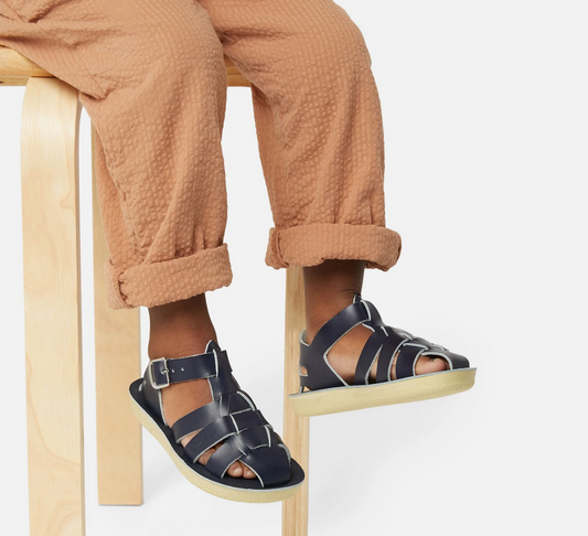 salt water sandals - kids shark navy