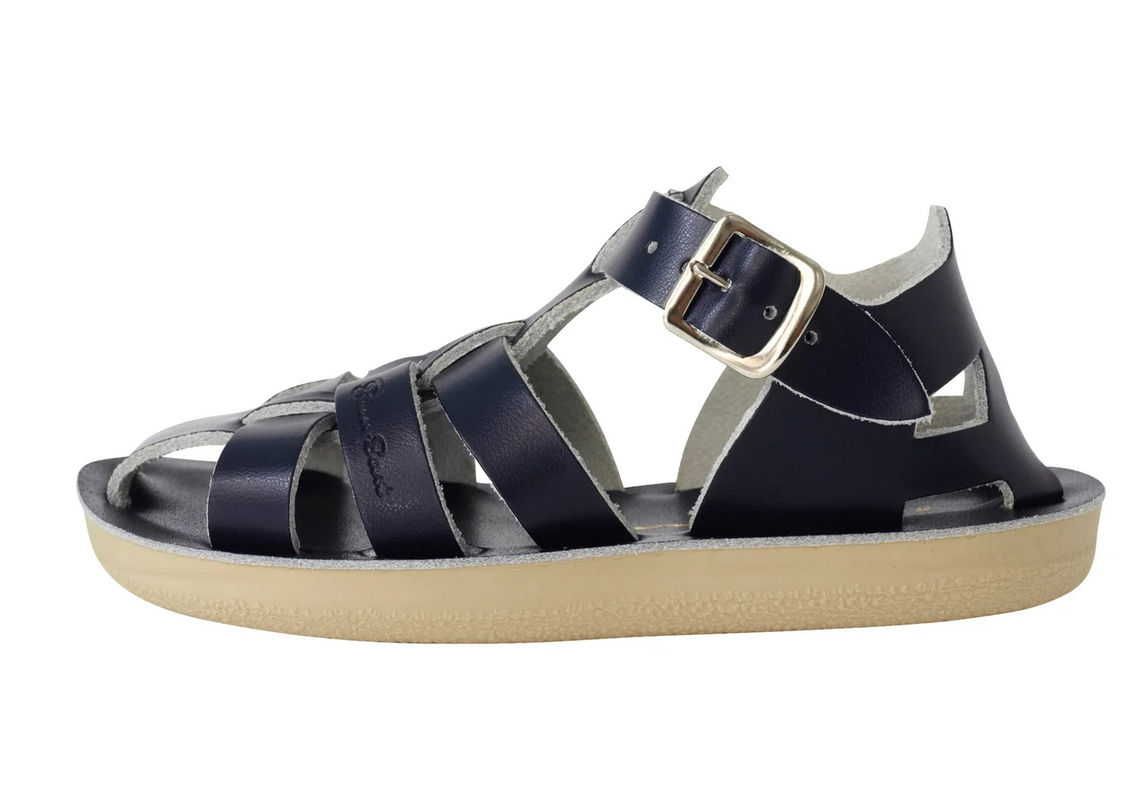salt water sandals - kids shark navy