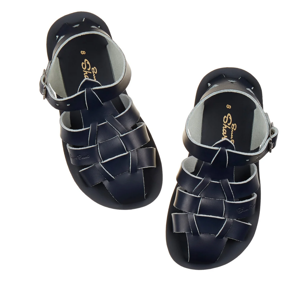 salt water sandals - kids shark navy
