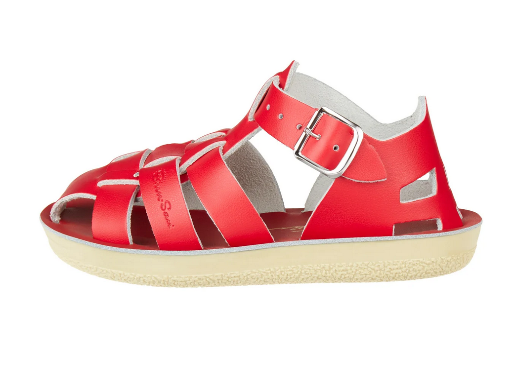 salt water sandals - kids shark red
