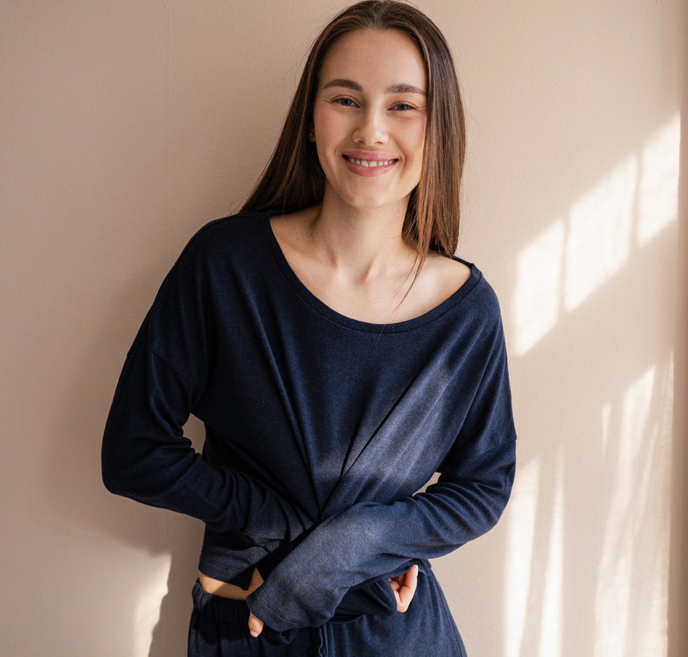 minimalisma - times, silk/wool long sleeve top, night