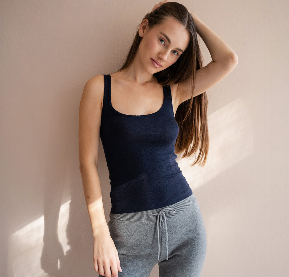 minimalisma - tonic, silk/wool tank top, night