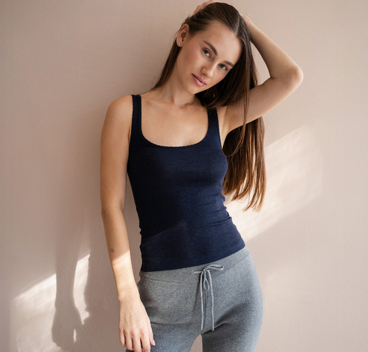minimalisma - tonic, silk/wool tank top, night